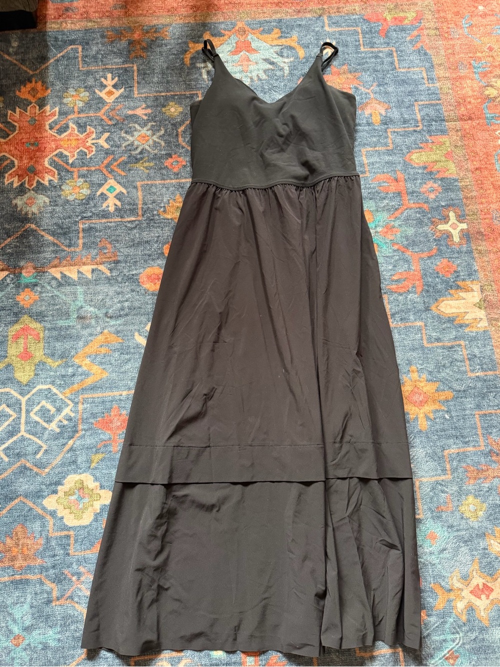 Athleta Black Maxi Slip Dress with Adjustable Straps